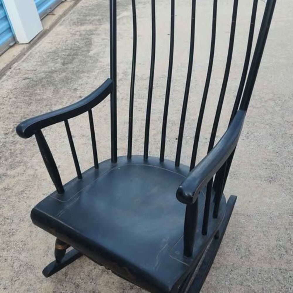Windsor Black Wooden Rocking Chair Local Pick Up Only 75065